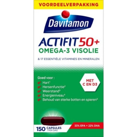 Gratis Verzending: 4x Davitamon Actifit 50+ Omega-3 Visolie 150 capsules