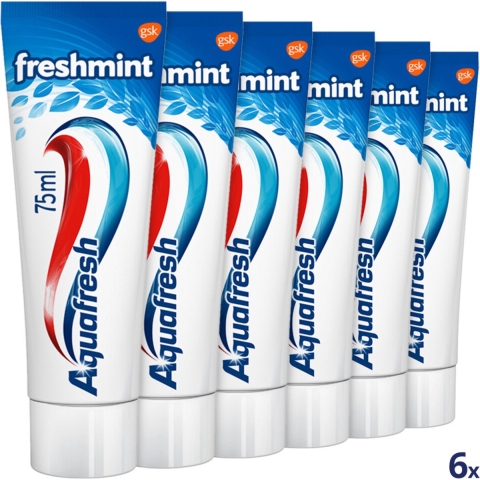 6x Aquafresh Tandpasta Freshmint Frisse Adem 75 ml