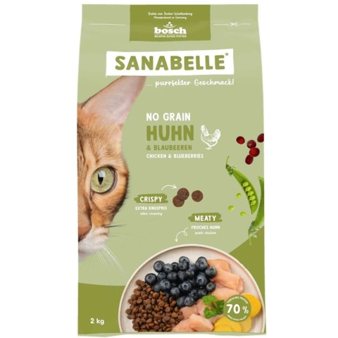 Sanabelle No Grain met kip en bosbessen graanvrij katttenvoer 2 x 2 kg