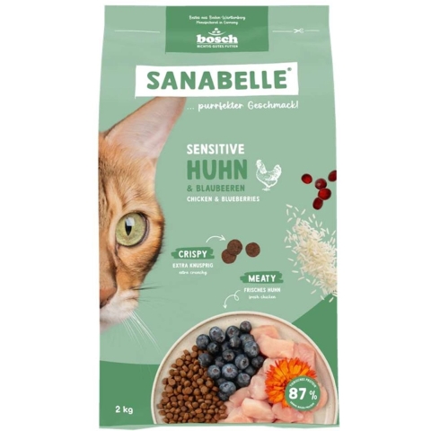 Sanabelle Sensitive met kip en bosbessen kattenvoer 2 x 2 kg