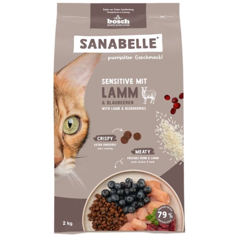Sanabelle Sensitive met lam en bosbessen kattenvoer 2 x 2 kg