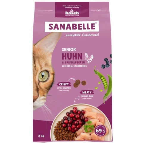 Sanabelle Senior met kip en cranberries kattenvoer 2 x 2 kg