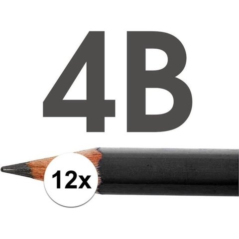 12x HB potloden voor volwassenen hardheid 4B -