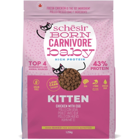 Schesir Born Carnivore Kitten Kattenvoer Chicken&Egg 1,25 kg