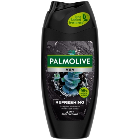 6x Palmolive Men 3-in-1 Body Face Hair Refreshing Etherische Eucalyptusolie Zeezoutextract 250 ml