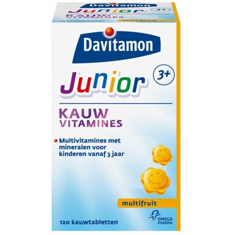 Gratis Verzending: 4x Davitamon Junior 3+ Multivruchten 120 kauwtabletten