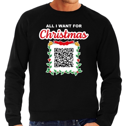 Kerst QR code kersttrui Een lekkere gast heren zwart - Foute gay kerstsweater M -
