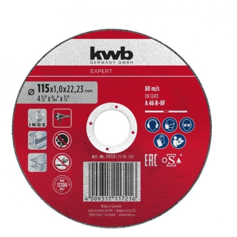 10 doorslijpschijven 115x1,2mm - Kwb