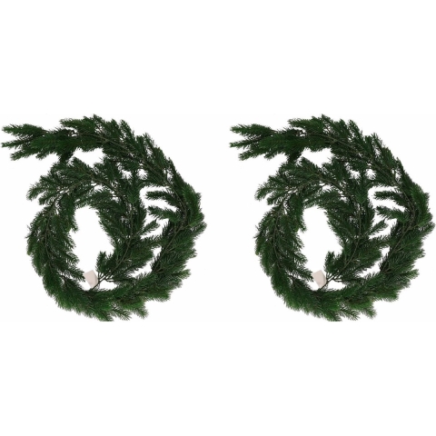 2x Donkergroene kerst guirlandes 180 cm -