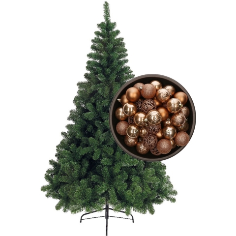 Bellatio Decorations kunst kerstboom 180 cm met kerstballen camel bruin -