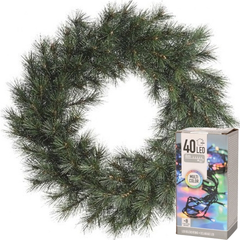 Kerstkrans Malmo 50 cm incl. verlichting gekleurd 4m -
