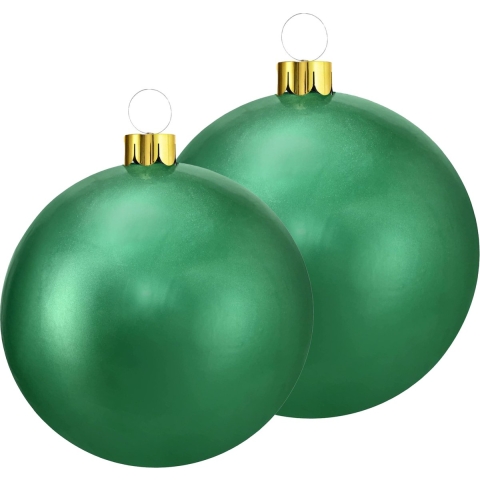 Grote opblaasbare decoratie kerstballen - 2x st - 45 en 65 cm - groen -
