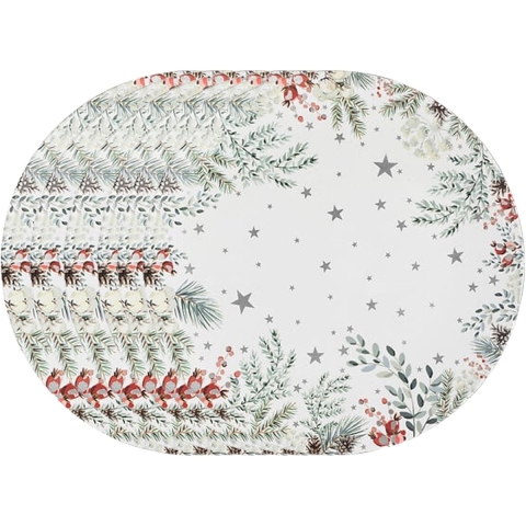 Diner/Kerstdiner onderborden - 6x - kerstprint - rond - D33 cm - multifunctioneel -