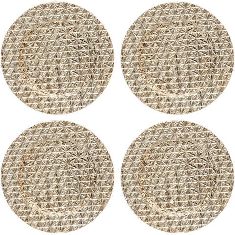 Diner/Kerstdiner Onderborden ? goud - 6x - Kerstprint ? Rond ? D33 cm ? Feesttafel Decoratie -