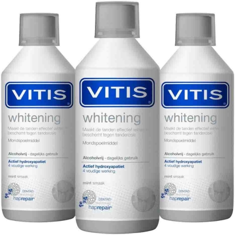 3x Vitis Mondwater Whitening 500 ml