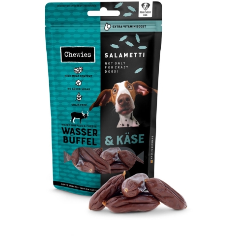 9x Chewies Salametti Hondensnack Waterbuffel&Kaas 60 gr