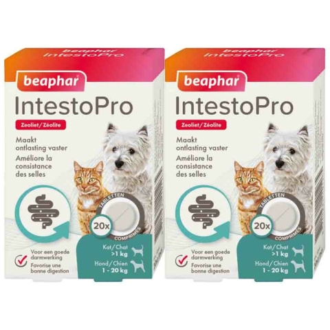 2x Beaphar IntestoPro Kat - Hond tot 20 kg 20 tabletten