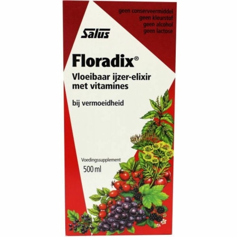 Gratis Verzending: 2x Floradix Vloeibaar Ijzer-Elixer met Vitamines 500 ml