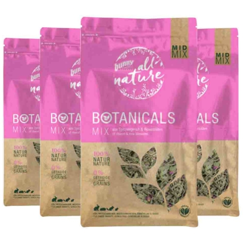 4x Bunny Nature Botanicals Konijnensnack Weegbree - Rozenbloesem 120 gr