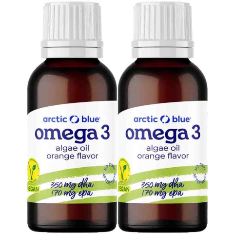 2x Arctic Blue Omega-3 Algenolie DHA&EPA Sinaasappelsmaak kind 30 ml