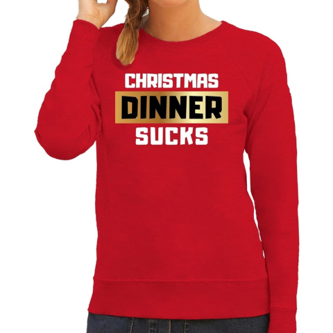 Foute Kersttrui Christmas dinner sucks rood voor dames M (38) -