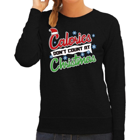Foute Kersttrui calories dont count christmas zwart voor dames L (40) -