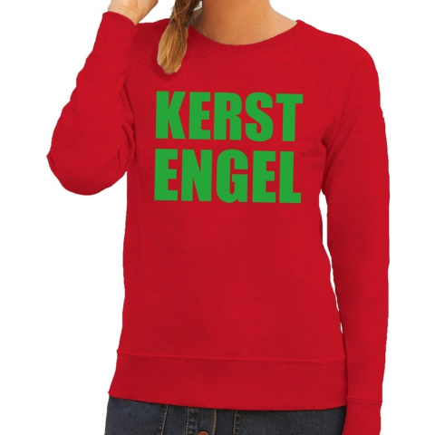 Foute kersttrui Kerst Engel rood voor dames M (38) -