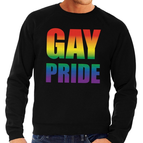 Gay pride regenboog sweater zwart voor heren M -