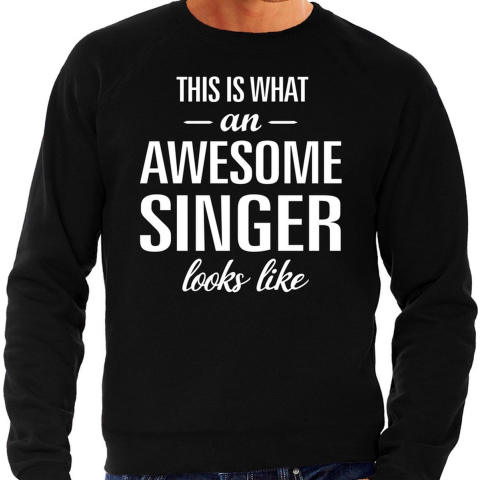 Awesome singer / zanger cadeau sweater zwart heren L -