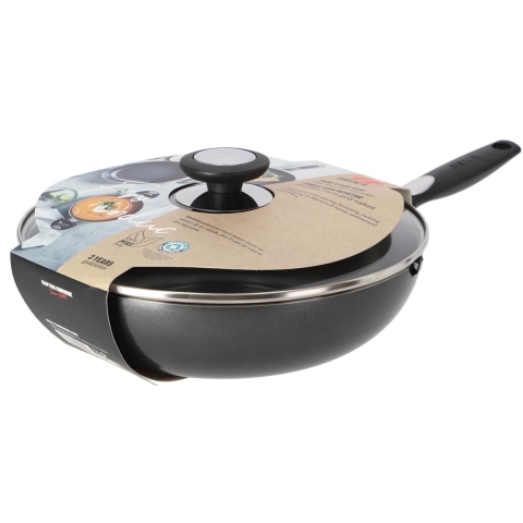 Beka Pro Induc Wokpan met Glazen Deksel 28 cm Zwart
