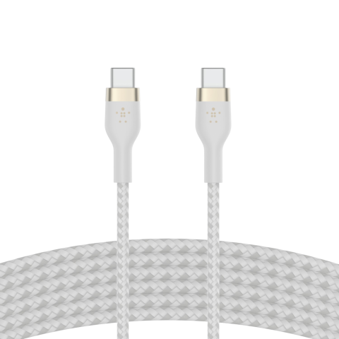 Belkin Boostcharge Usb-c-naar-usb-c 2.0 Gevlochten Siliconen 3 M Wit