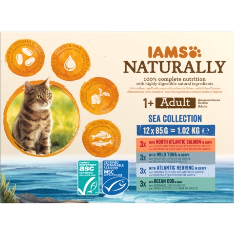 2x IAMS Naturally Multipack Adult Sea Collection 12 x 85 gr