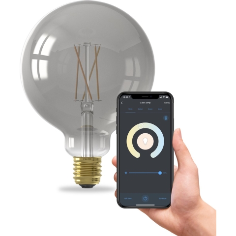 Calex Smart LED lamp - Ø 12,5 x 17,8 cm - E27 - 7W - dimfunctie via app - 1800K - gerookt