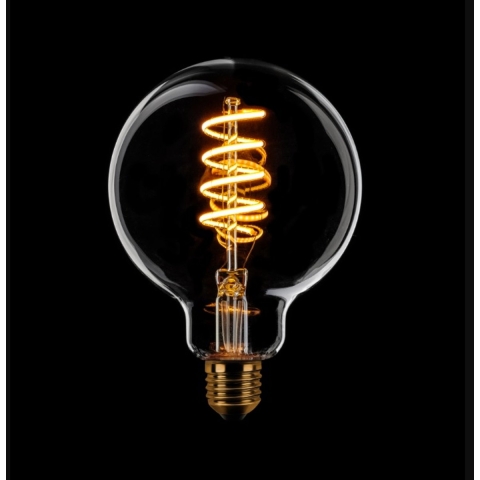 ETH Globe Spiral LED Filament - Ø 8 cm - E27 - 3 stappen dimbaar - 7W - 2200K  - transparant