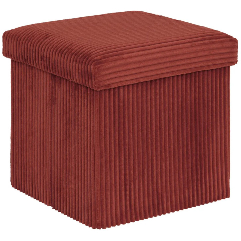 Hocker / Poef Essestial Ribcord - opvouwbaar - donkerrood - MDF/polyester - 38 x 38 cm -