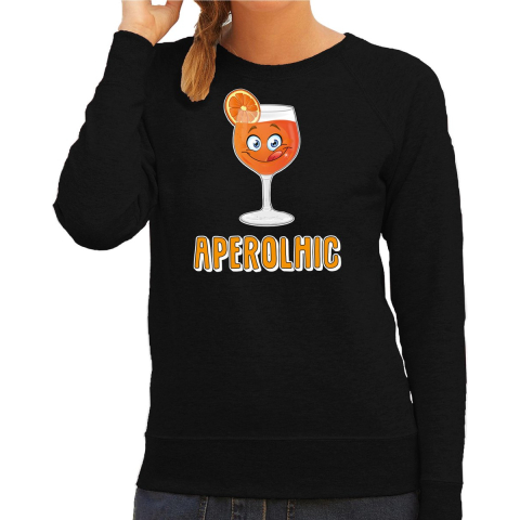 Apres ski sweater voor dames - aperolhic - zwart - aperol spritz - wintersport - alcoholic 2XL -
