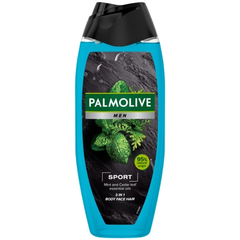 6x Palmolive Men 3-in-1 Body Face Hair Etherische Oliën Munt Cedernaalden 500 ml