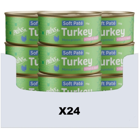 24x Prins Soft Paté Kattenvoer Nat Kalkoen 70 gr