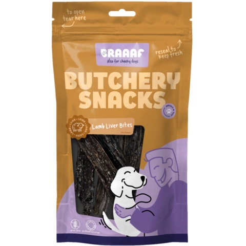10x Braaaf Butchery Lamb Liver Bites Hondensnack 120 gr
