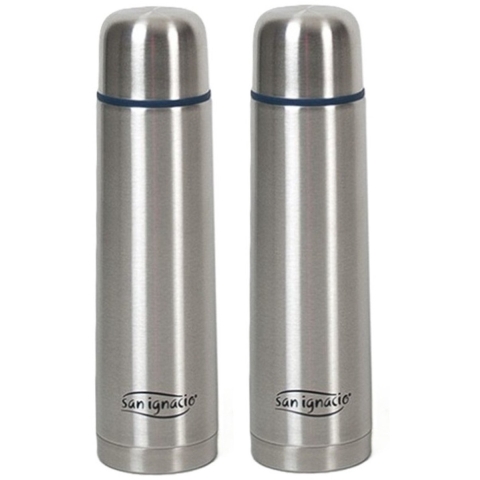 San Ignacio RVS thermosfles/isoleerkan 500 ml - 2x - voor warme / koude dranken onderweg -