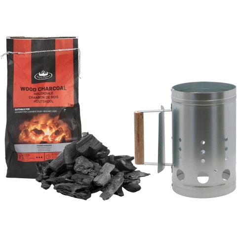 Fancy Flames BBQ aanmaakset - houtskool - 3 kilo - met snelstarter - staal/hout -