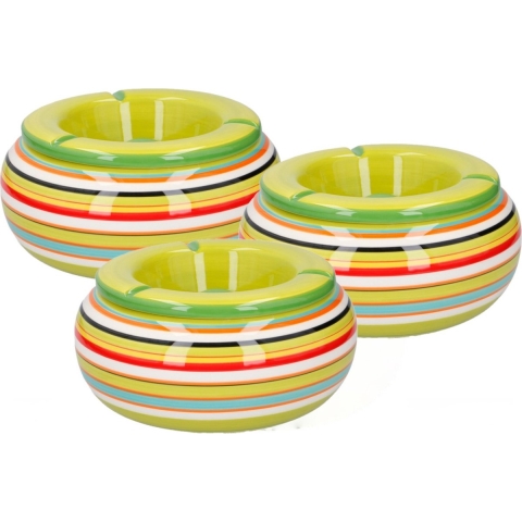3x stuks asbak in mooie groene kleuren combinatie13 cm -