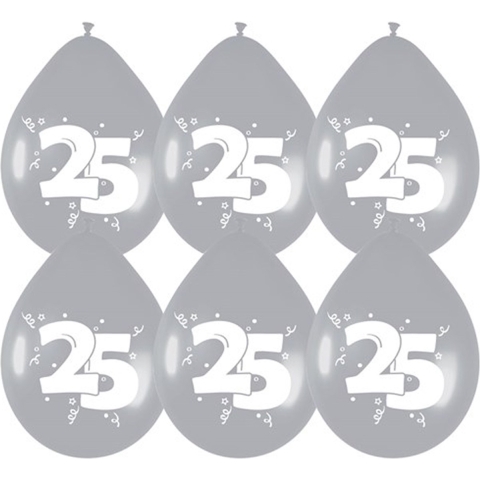 25 jaar getrouwd Jubileum thema ballonnen - 90x stuks - zilver - versiering - feestartikelen -