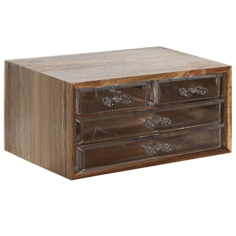 Sieraden/make-up organizer - 3 lades - 24 x 16 x 13 cm - acacia hout -