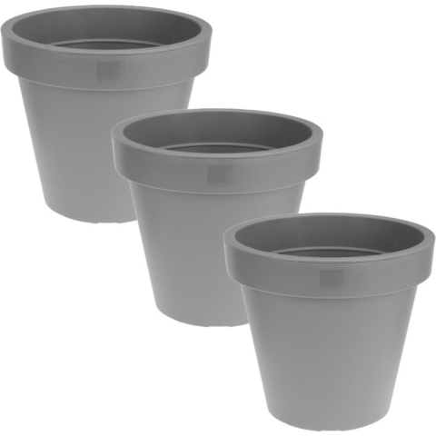 Set van 3x stuks kunststof bloempotten 50 cm grijs -