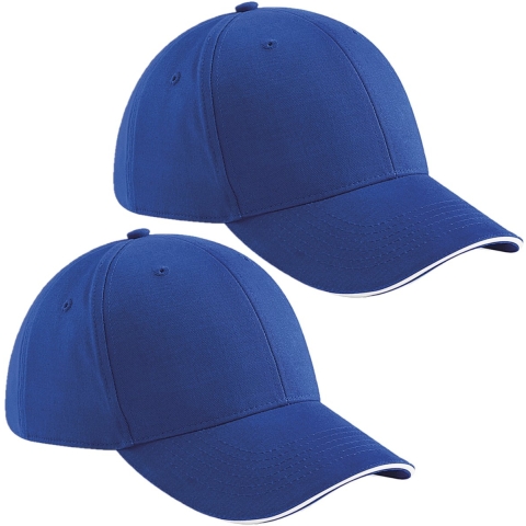4x stuks 6-panel baseballcap kobalt blauw/wit voor volwassenen -