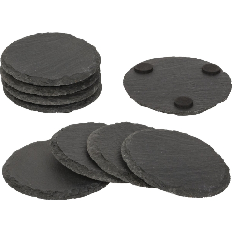Glazenonderzetters - 16x - rond - leisteen - 10 cm -