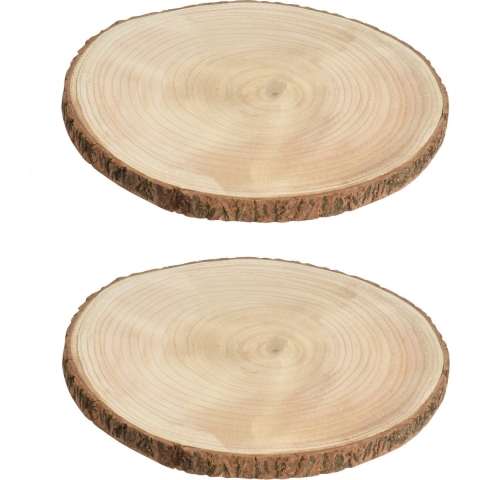 Kaarsenbord/decoratie dienblad - 4x stuks - houten boomschijf - 20 x 3 cm - hartvormig -