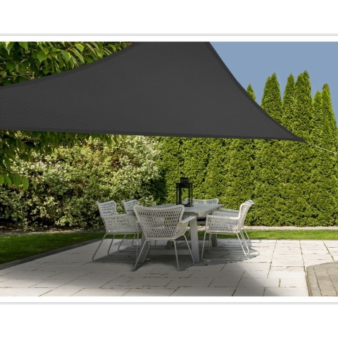 Schaduwdoek/zonnescherm driehoek grijs 3,6 meter inclusief ophangaccessoires -