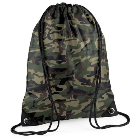 10x stuks sport gymtas jungle camouflage met rijgkoord 45 x 34 cm -